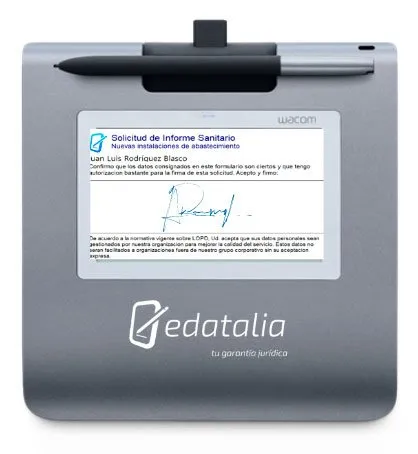 Datos biométricos capturados al firmar con tableta Wacom